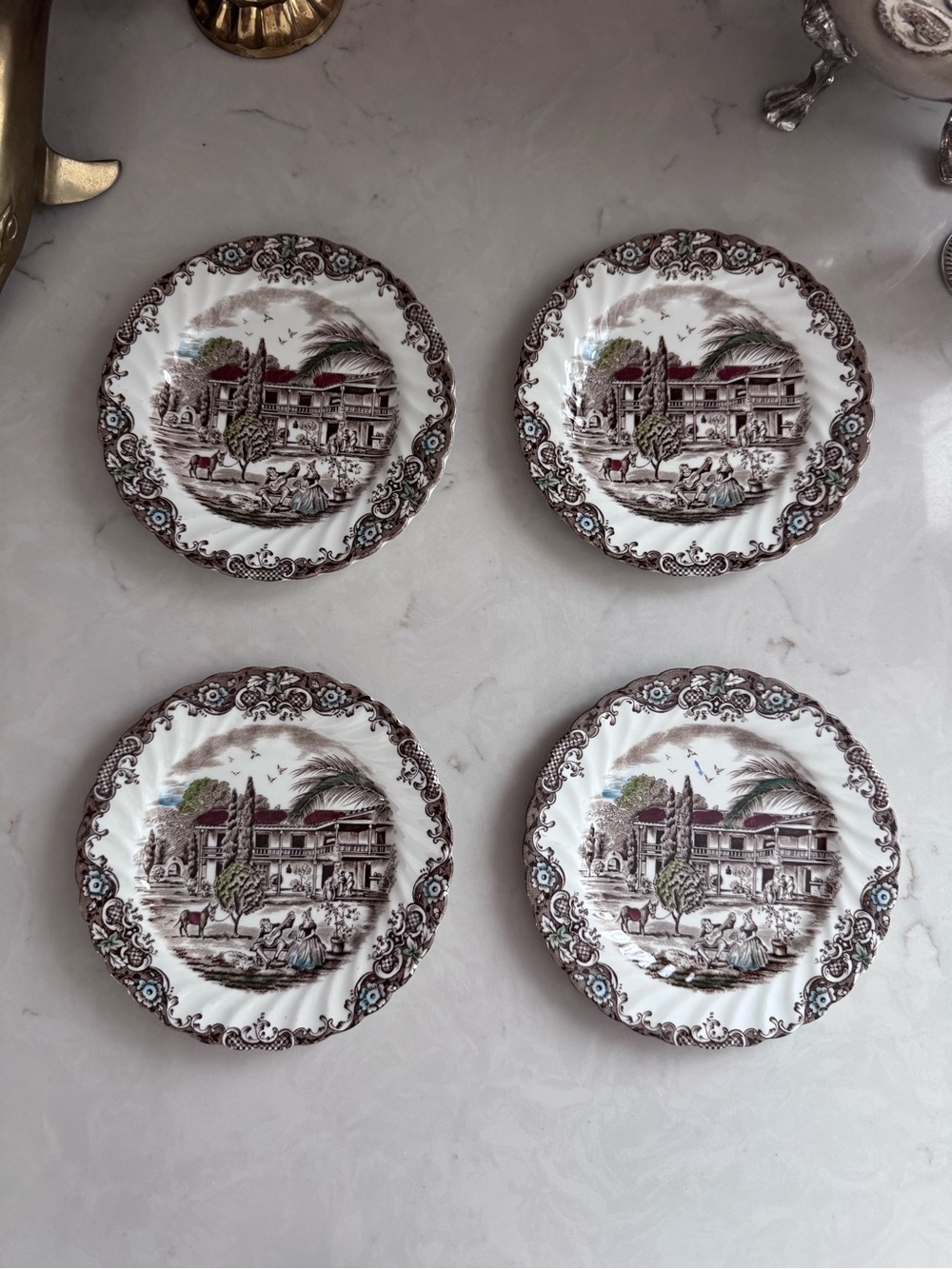 Vintage Johnson Bros Heritage Hall Spanish StaffordShire Bread Plate Set of 4